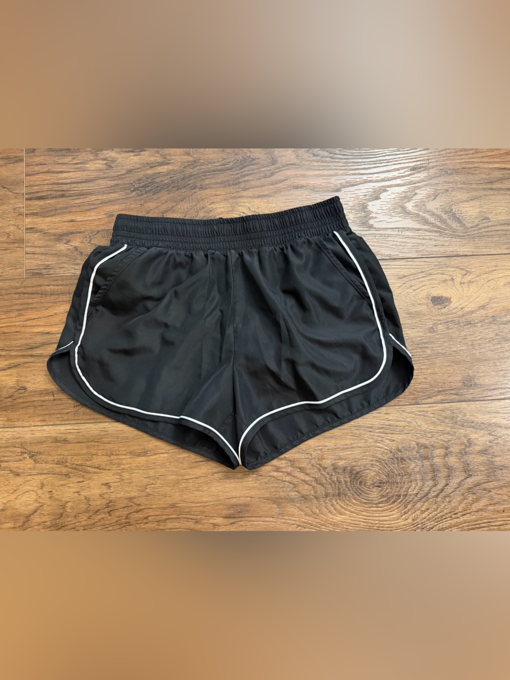 Athletic Works Black Athletic Shorts with White Trim